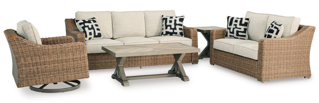 Beachcroft Light Gray Outdoor Sofa with Cushion P791838