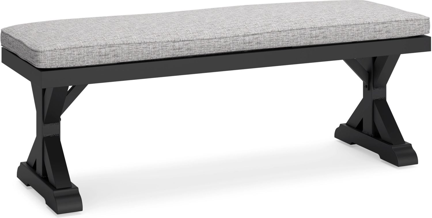 Beachcroft Outdoor Bench with Cushion In Black/Light Gray P792600