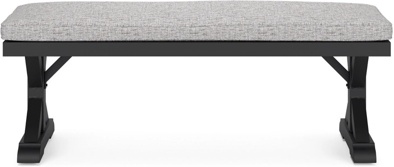 Beachcroft Outdoor Bench with Cushion In Black/Light Gray P792600