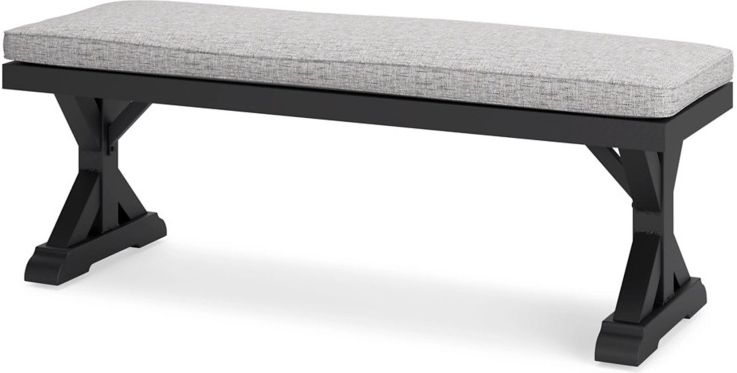 Beachcroft Outdoor Bench with Cushion In Black/Light Gray P792600