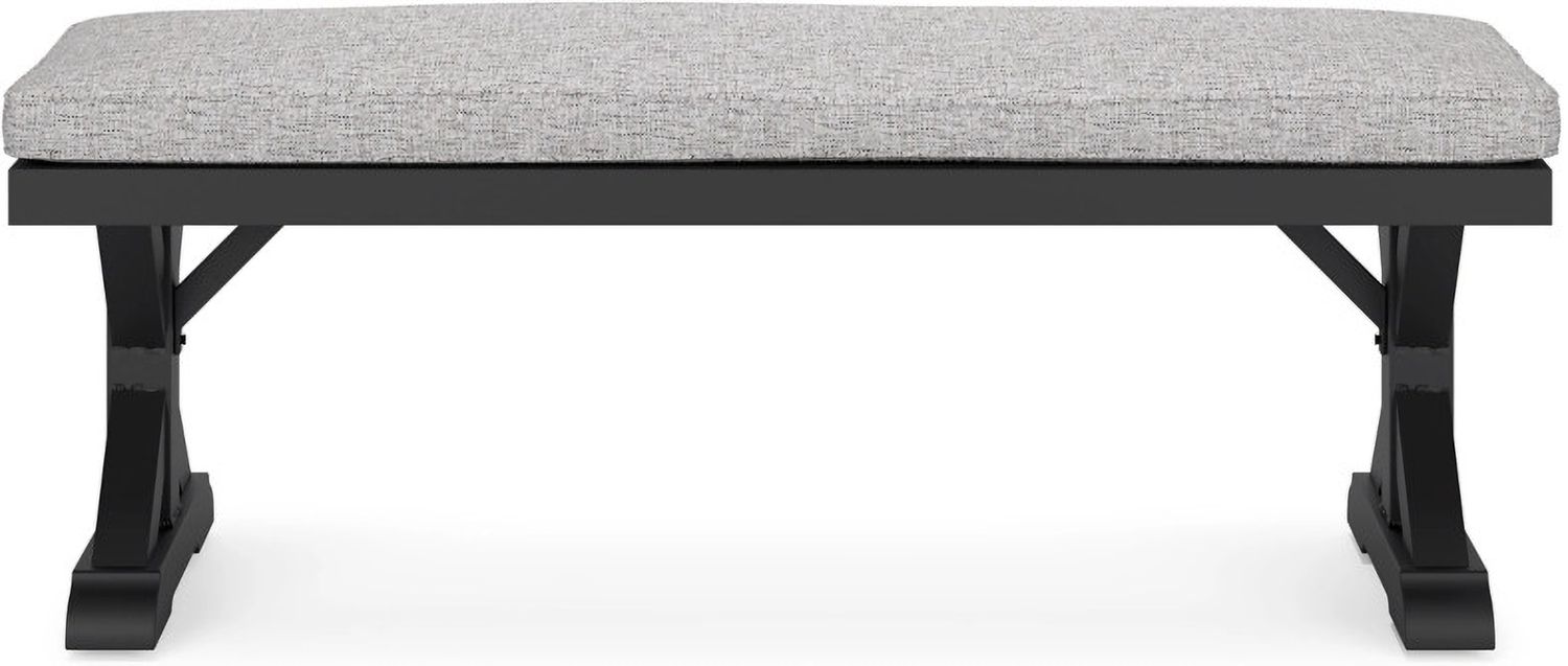 Beachcroft Outdoor Bench with Cushion In Black/Light Gray P792600