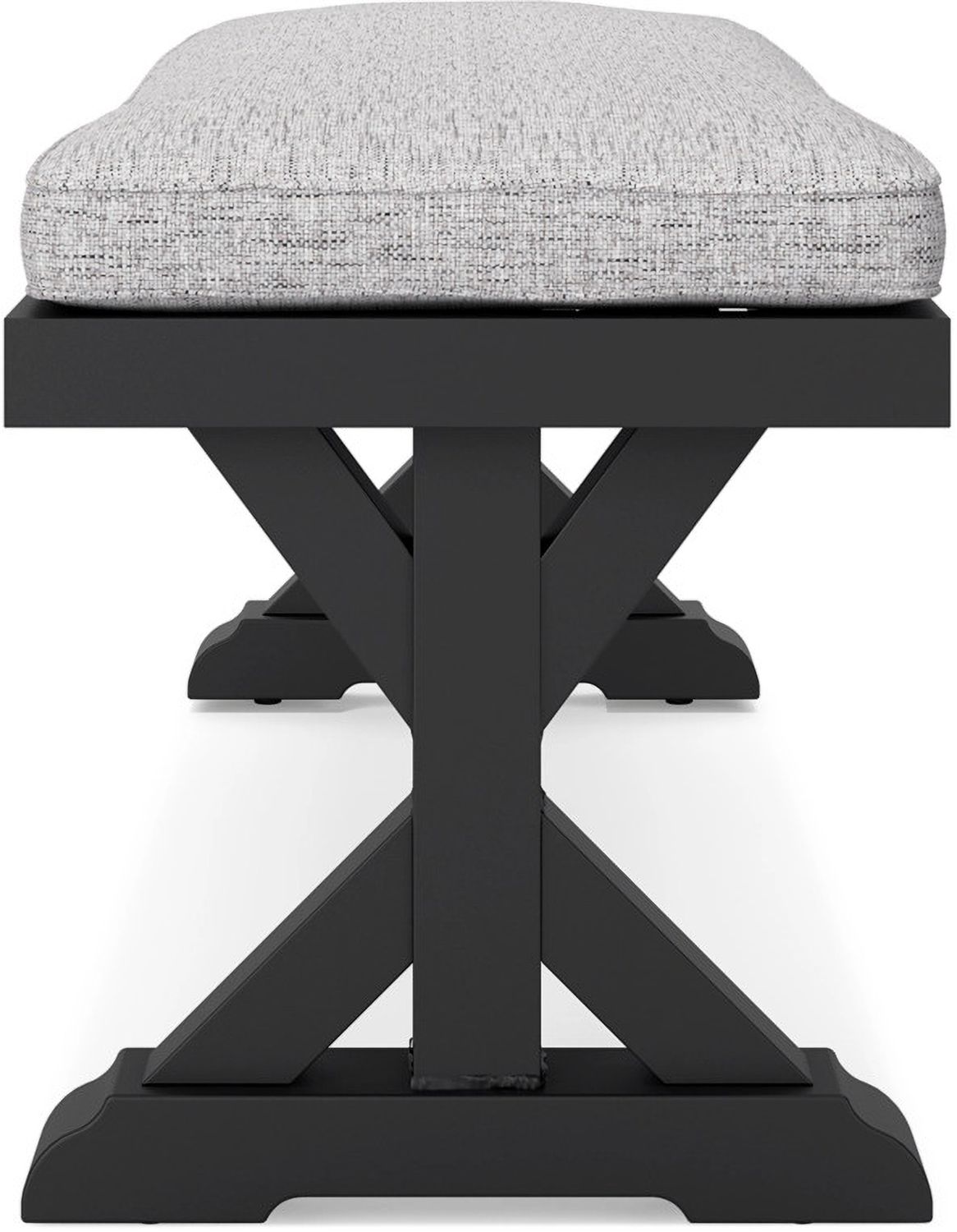 Beachcroft Outdoor Bench with Cushion In Black/Light Gray P792600