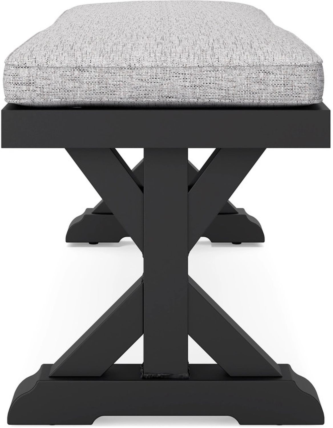 Beachcroft Outdoor Bench with Cushion In Black/Light Gray P792600
