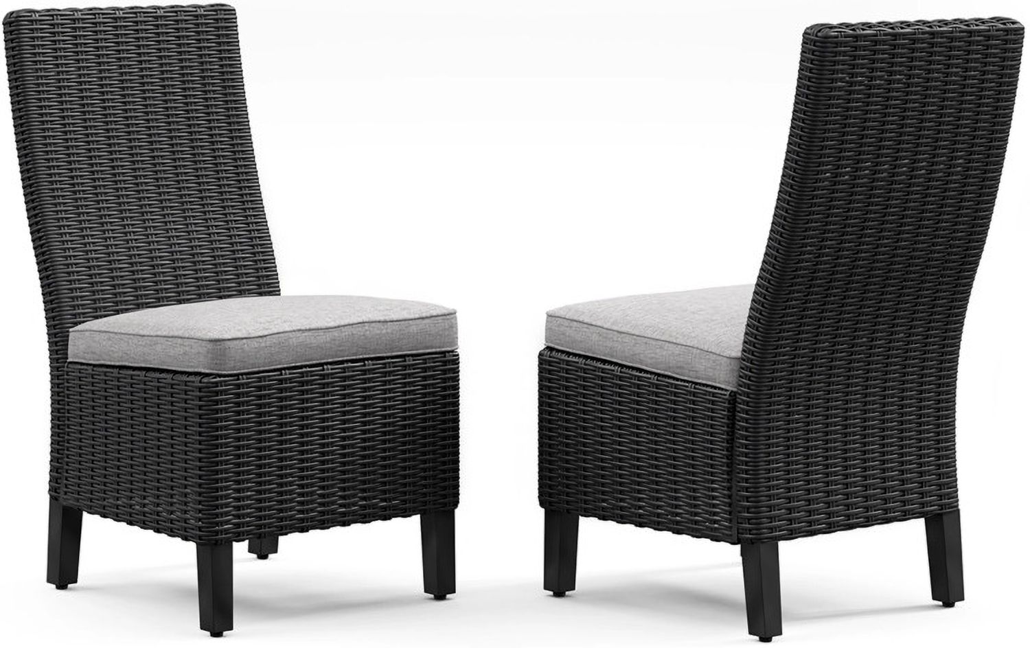 Beachcroft Outdoor Side Chair with Cushion Set of 2 In Black/Light Gray P792601