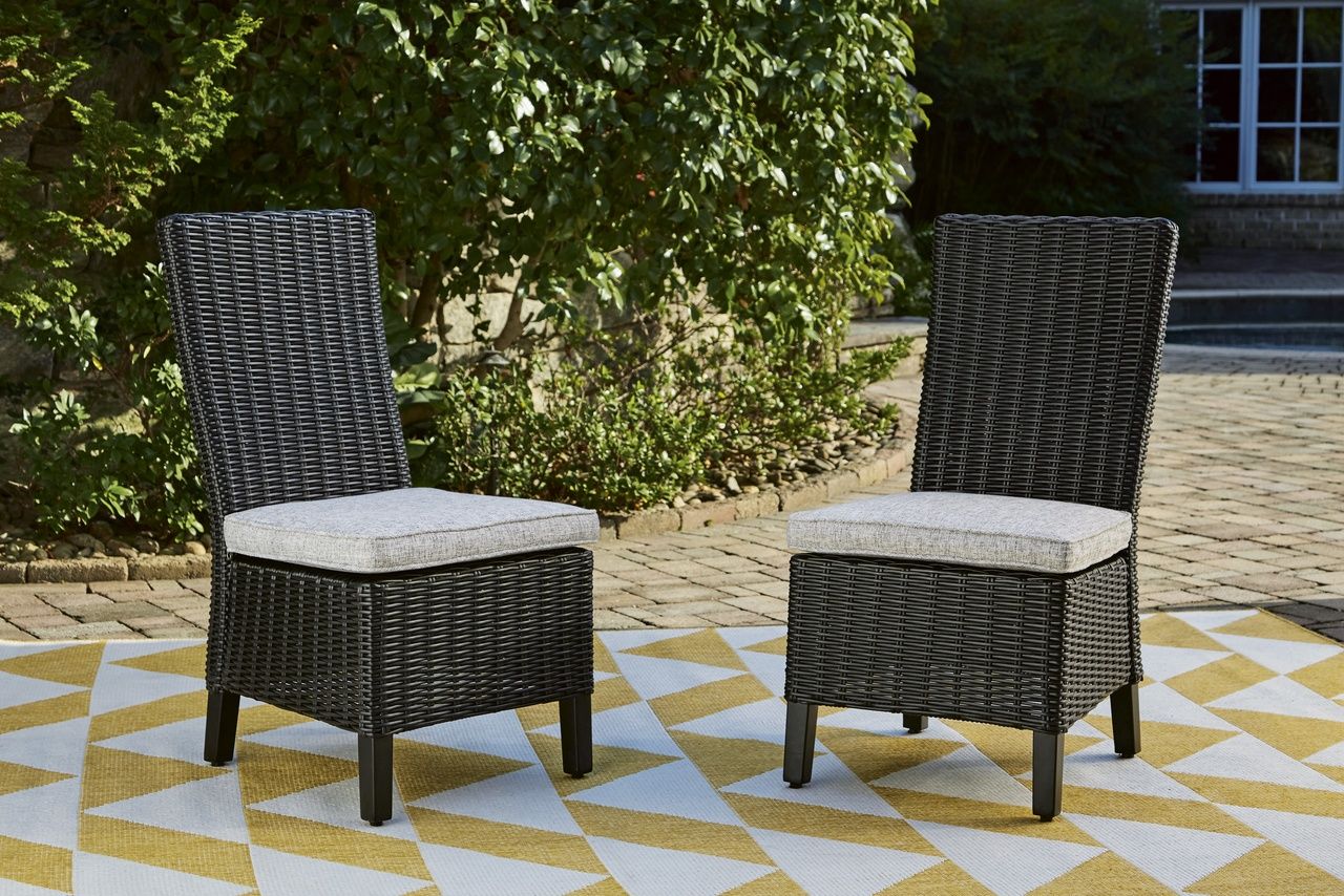 Beachcroft Outdoor Side Chair with Cushion Set of 2 In Black/Light Gray P792601