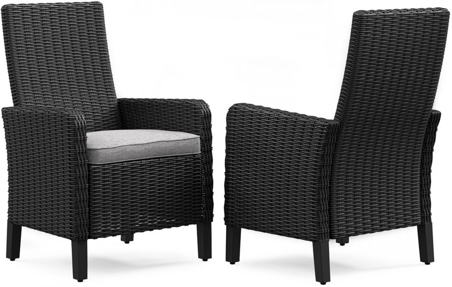 Beachcroft Outdoor Arm Chair with Cushion Set of 2 In Black/Light Gray P792601A