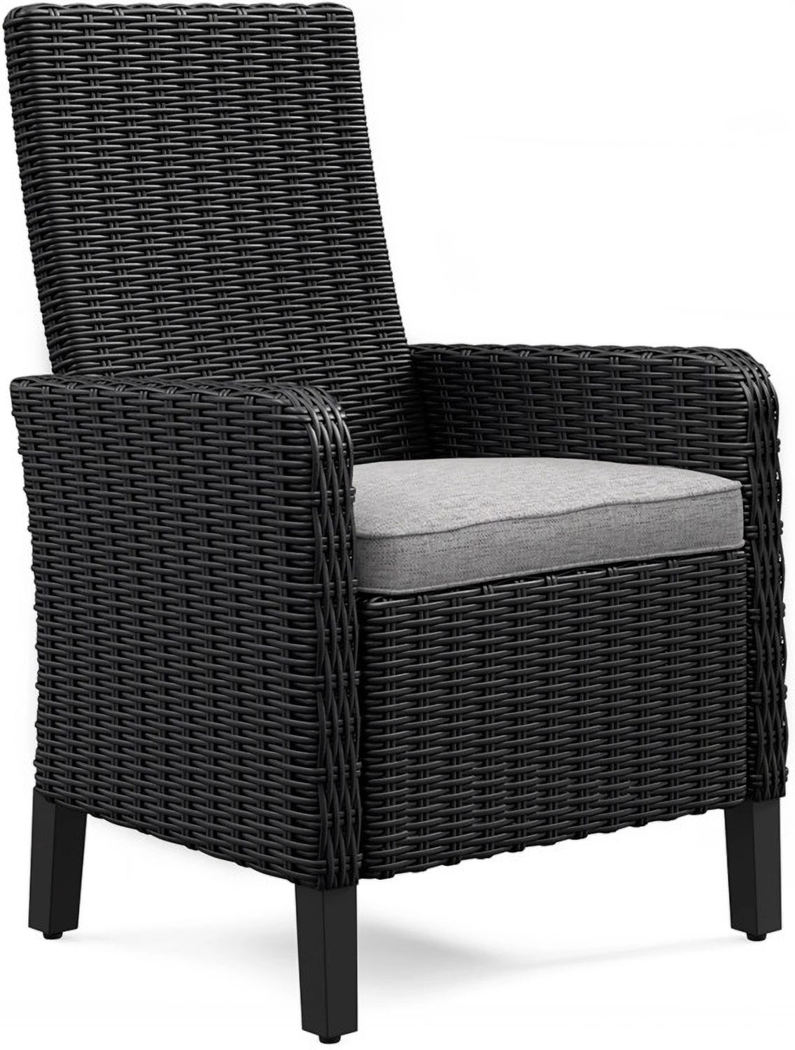 Beachcroft Outdoor Arm Chair with Cushion Set of 2 In Black/Light Gray P792601A