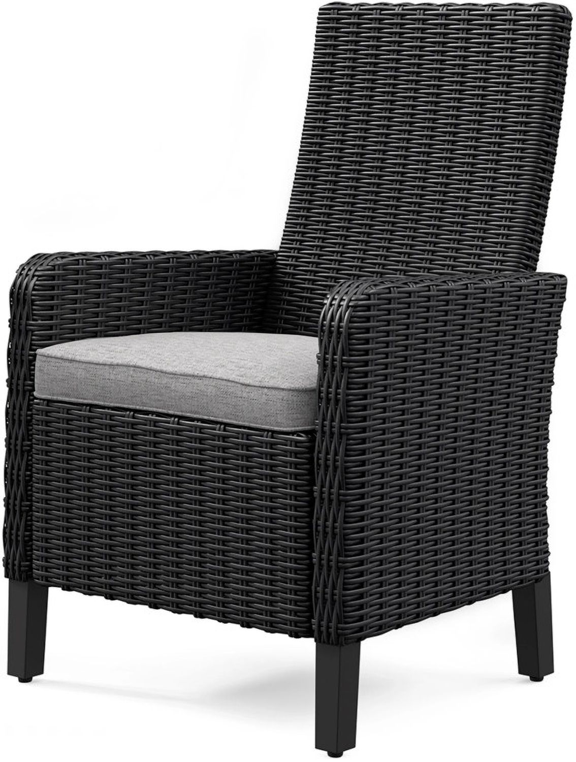 Beachcroft Outdoor Arm Chair with Cushion Set of 2 In Black/Light Gray P792601A