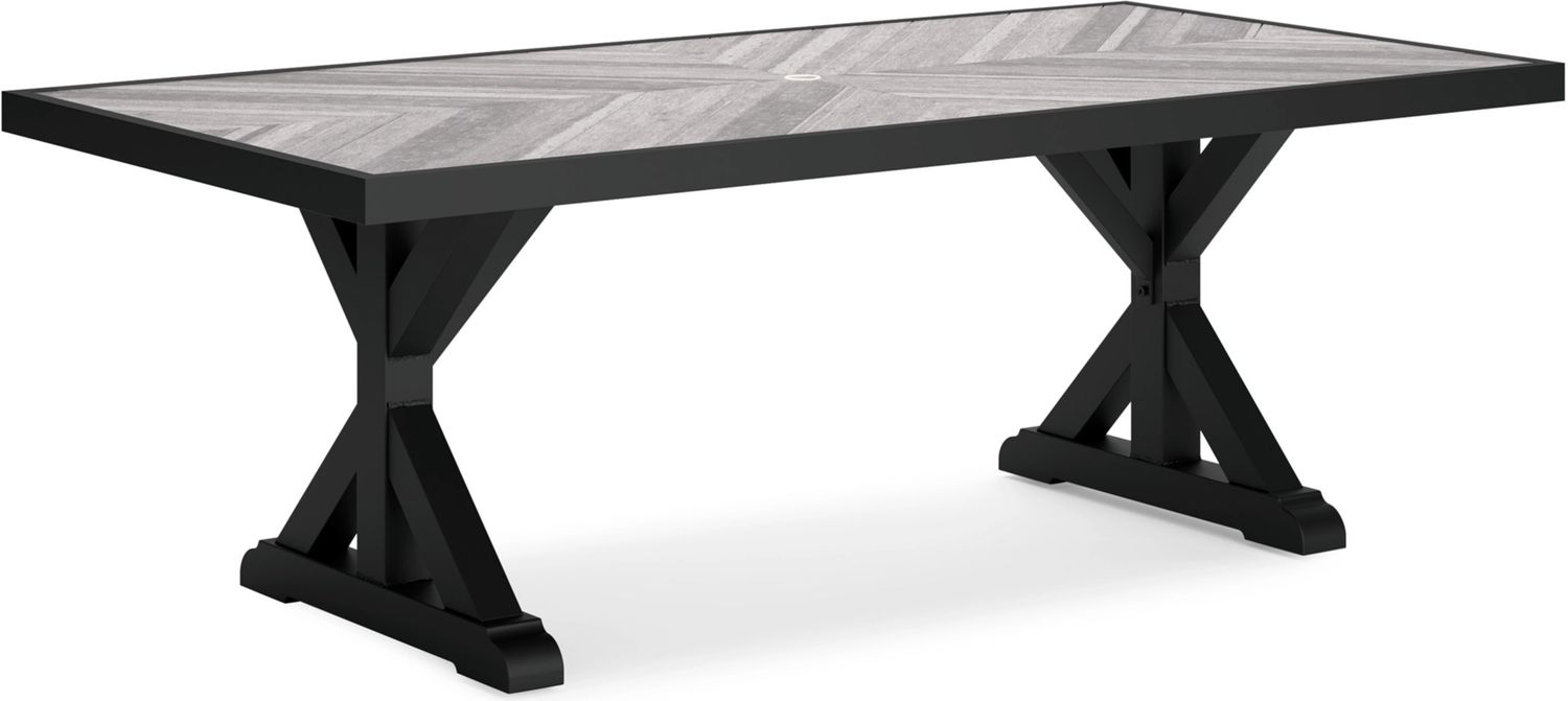 Beachcroft Outdoor Dining Table In Black/Light Gray P792625