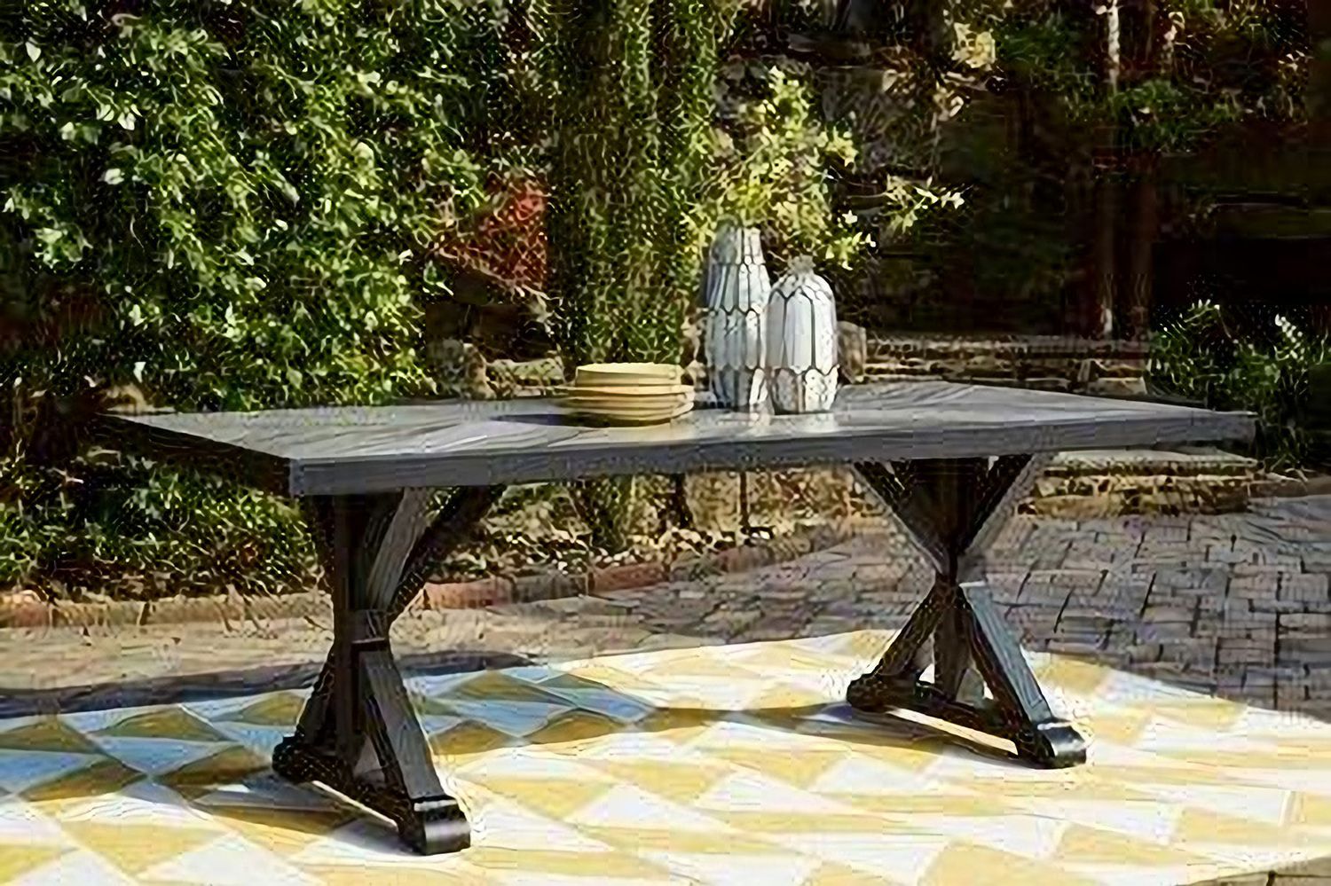 Beachcroft Outdoor Dining Table In Black/Light Gray P792625