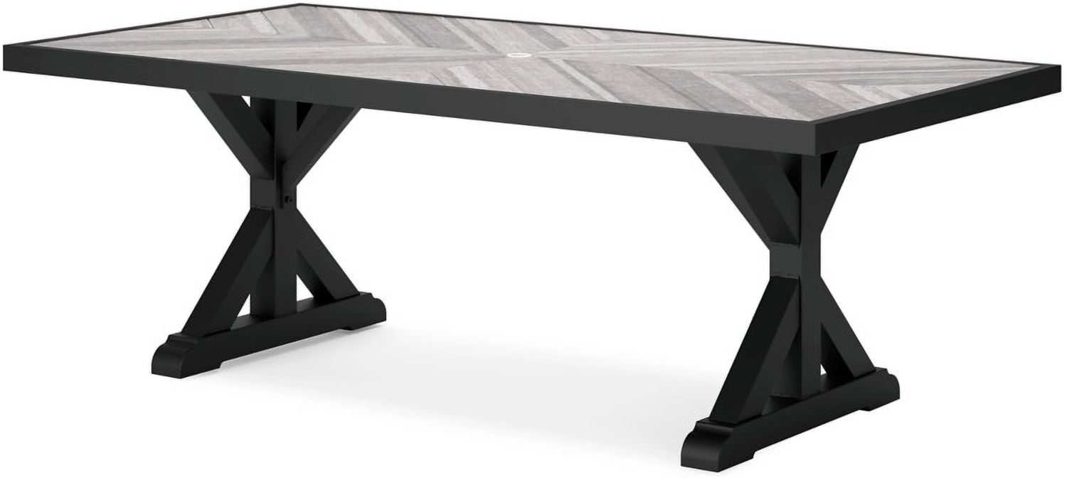 Beachcroft Outdoor Dining Table In Black/Light Gray P792625