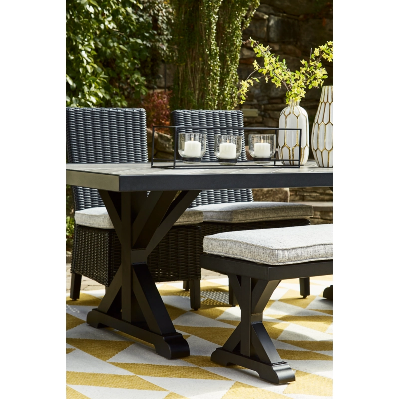 Beachcroft Outdoor Dining Table In Black/Light Gray P792625
