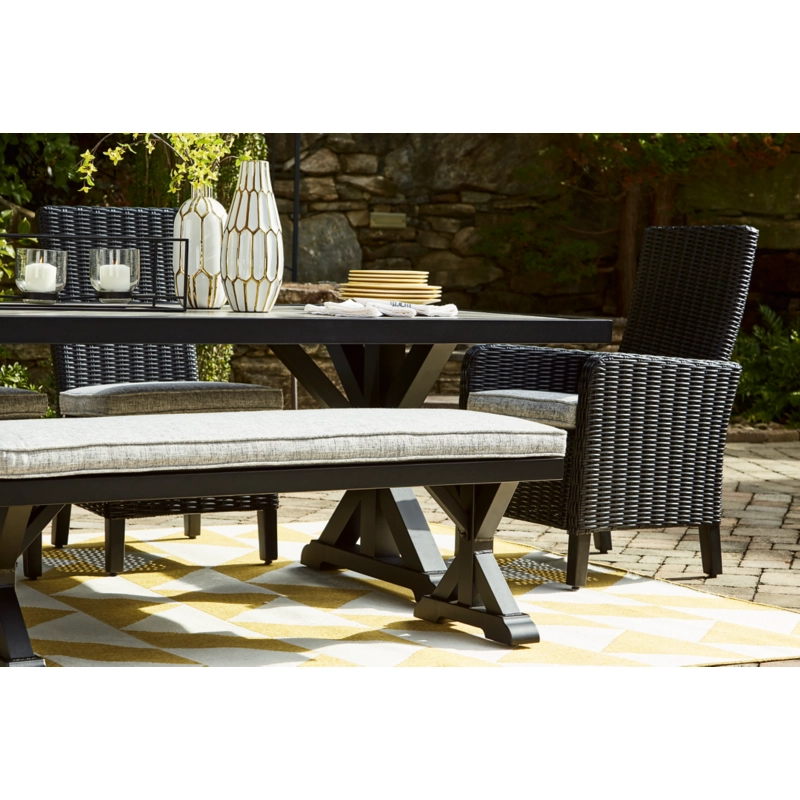 Beachcroft Outdoor Dining Table In Black/Light Gray P792625