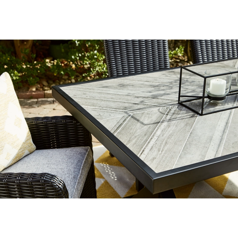 Beachcroft Outdoor Dining Table In Black/Light Gray P792625