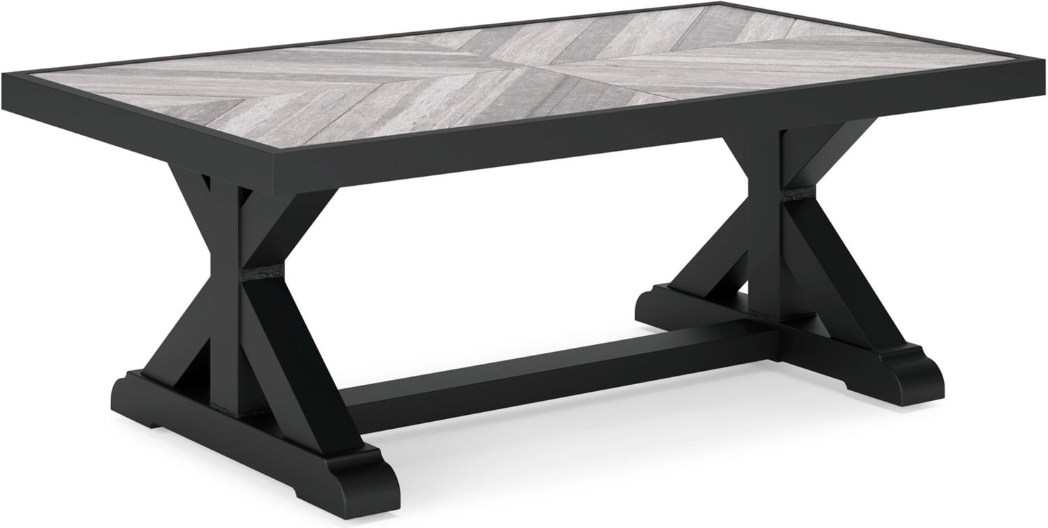 Beachcroft Outdoor Coffee Table In Black/Light Gray P792701
