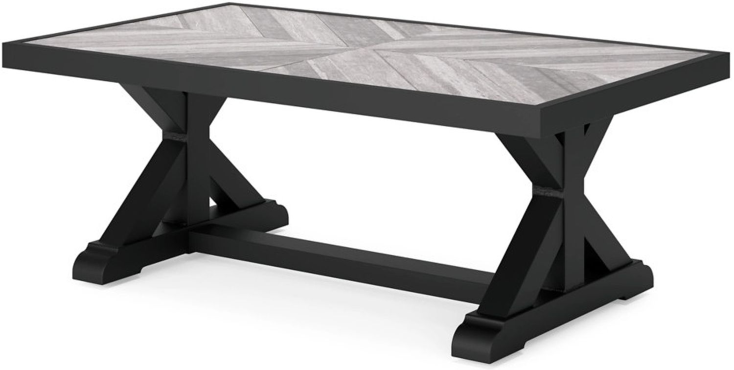 Beachcroft Outdoor Coffee Table In Black/Light Gray P792701