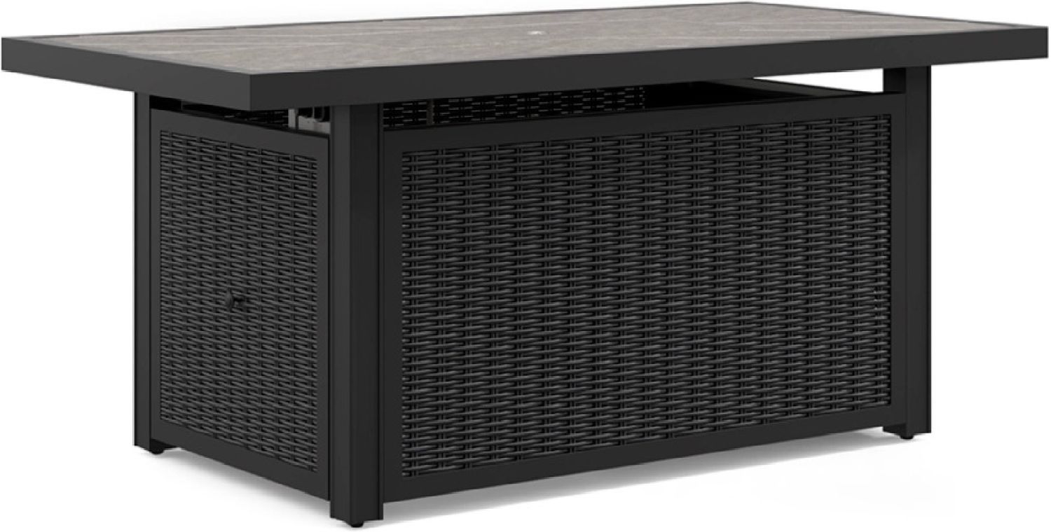 Beachcroft Outdoor Fire Pit Table In Black/Light Gray P792773