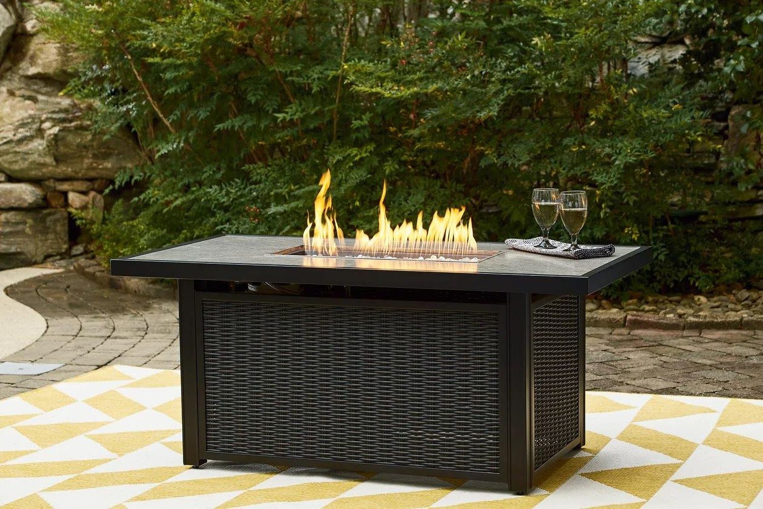 Beachcroft Outdoor Fire Pit Table In Black/Light Gray P792773