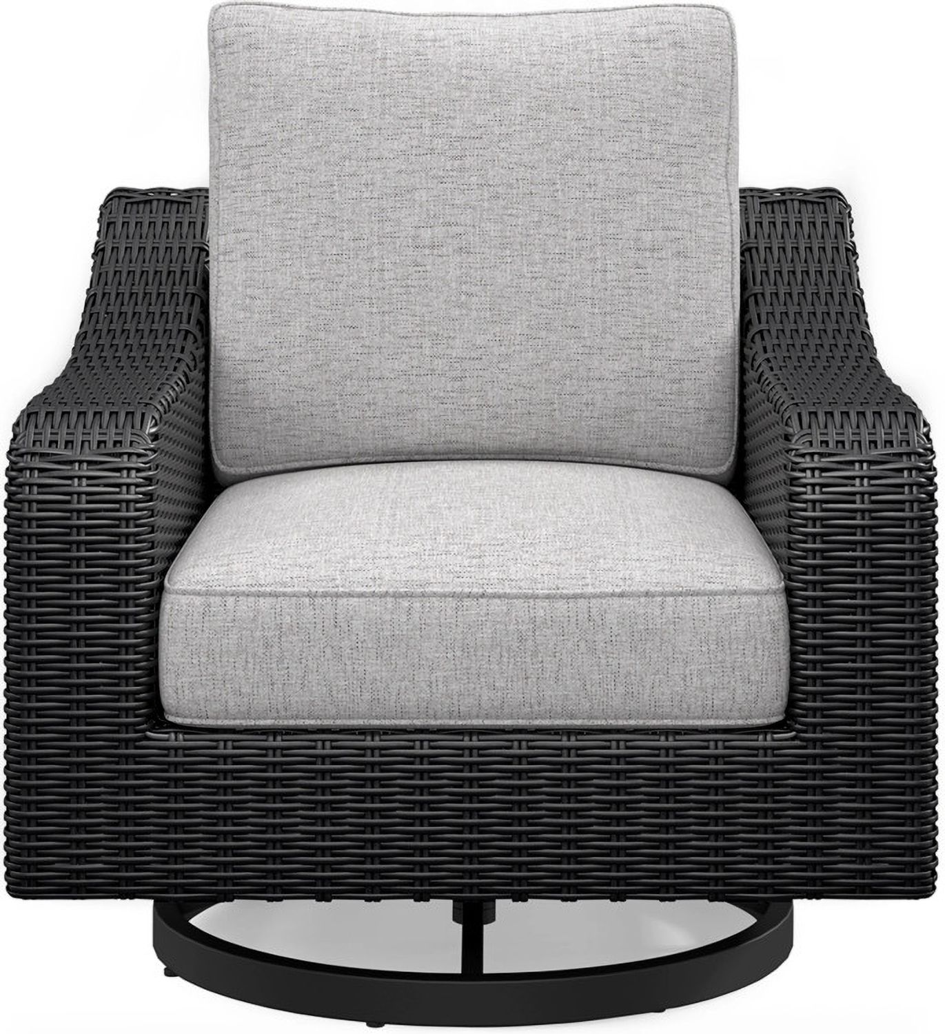 Beachcroft Outdoor Swivel Lounge with Cushion In Black/Light Gray P792821