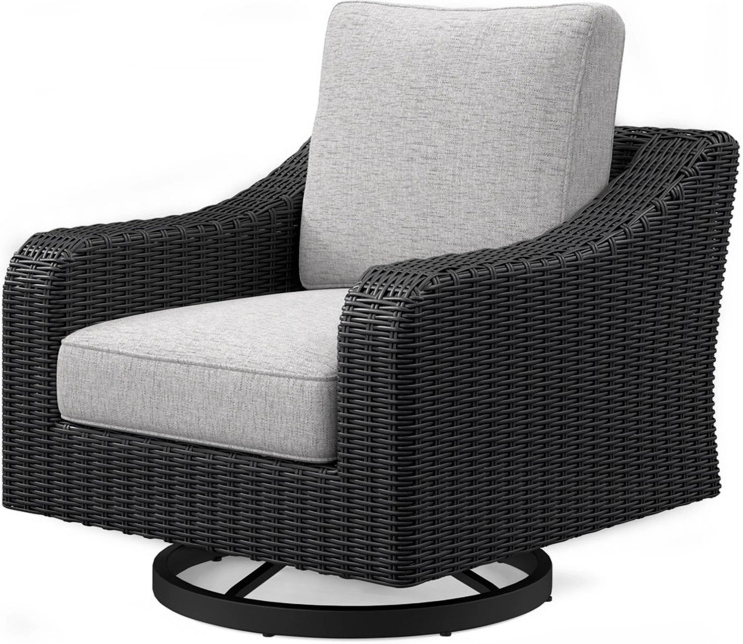 Beachcroft Outdoor Swivel Lounge with Cushion In Black/Light Gray P792821