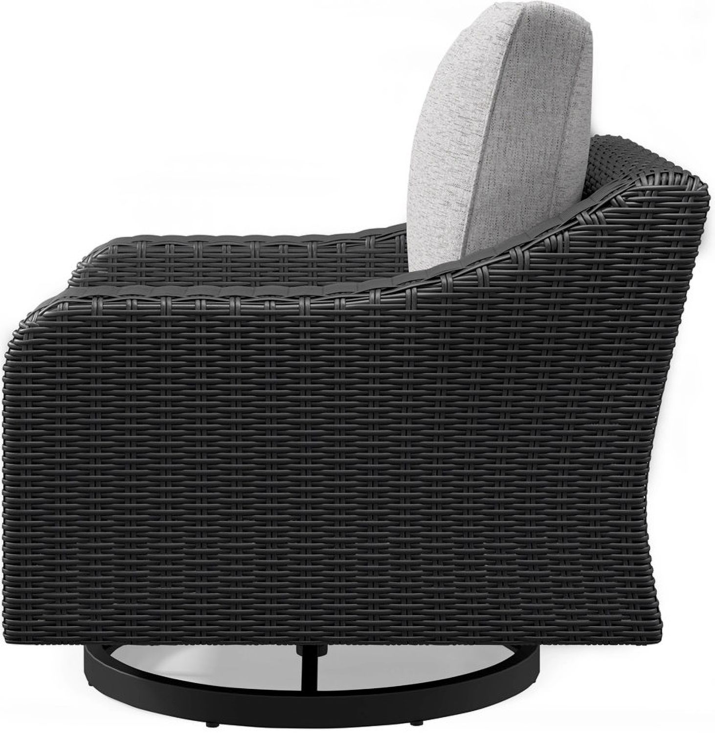 Beachcroft Outdoor Swivel Lounge with Cushion In Black/Light Gray P792821
