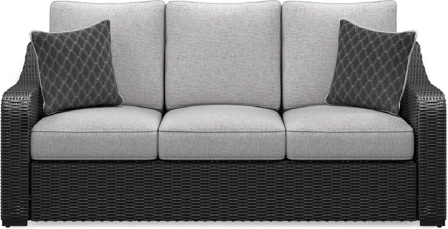 Beachcroft Outdoor Sofa with Cushion In Black/Light Gray P792838