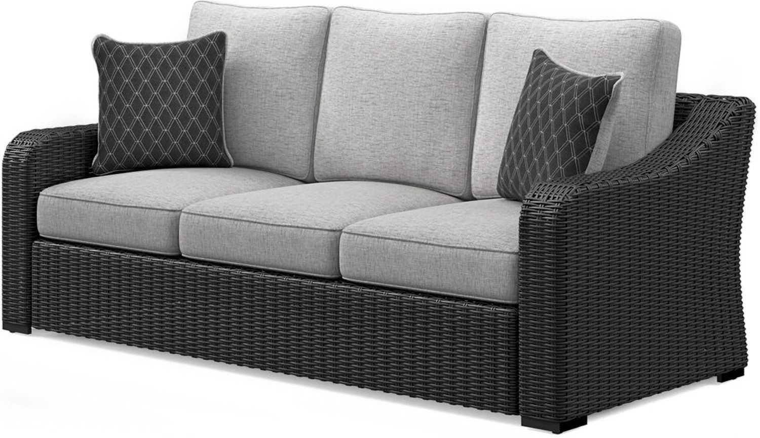 Beachcroft Outdoor Sofa with Cushion In Black/Light Gray P792838