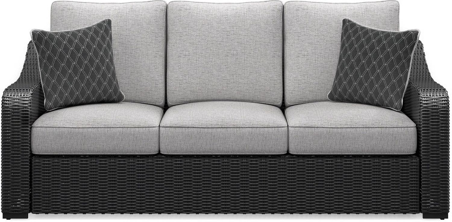 Beachcroft Outdoor Sofa with Cushion In Black/Light Gray P792838