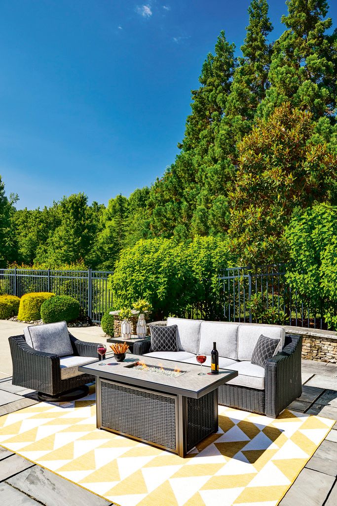 Beachcroft Outdoor Sofa with Cushion In Black/Light Gray P792838