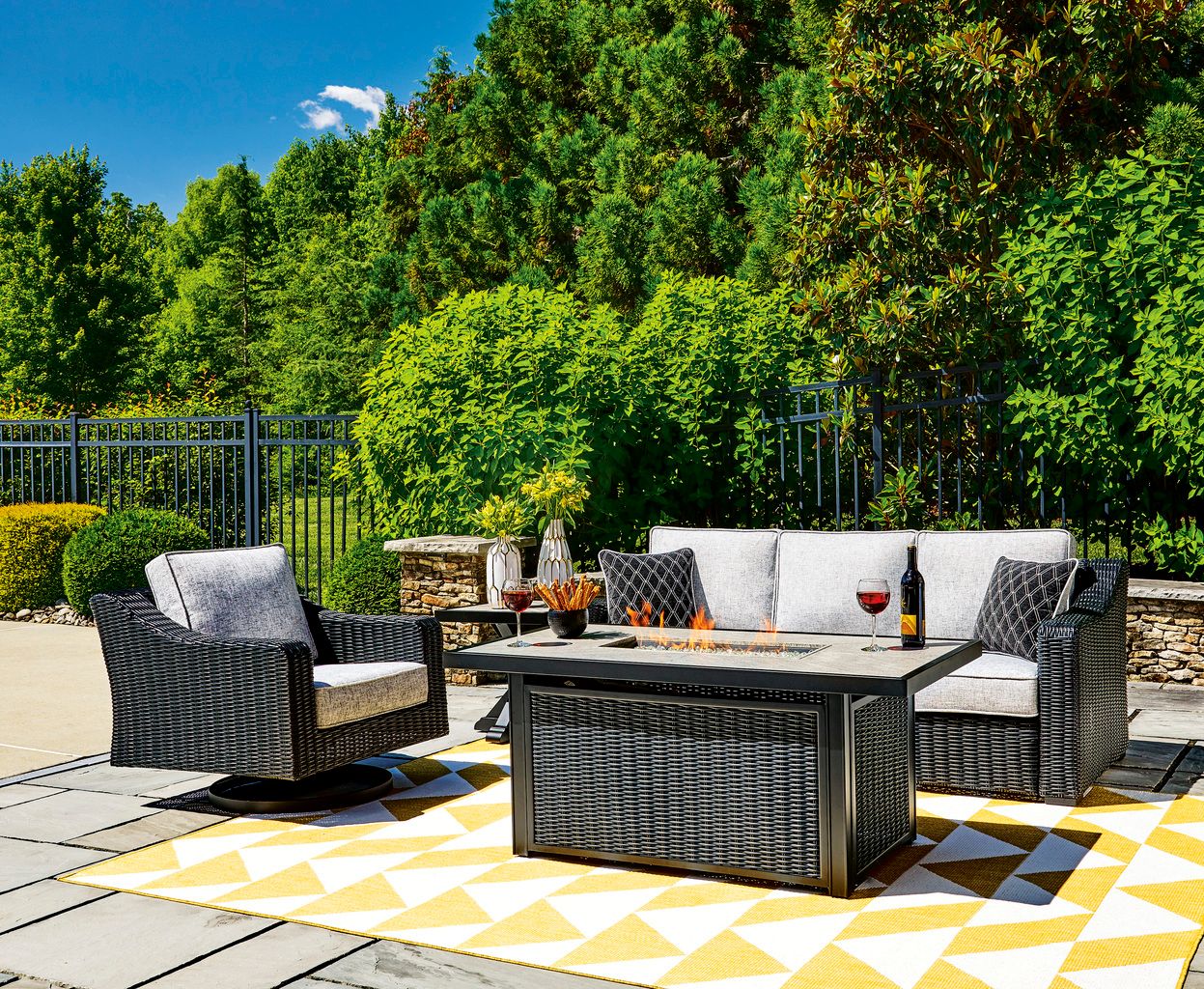 Beachcroft Outdoor Sofa with Cushion In Black/Light Gray P792838