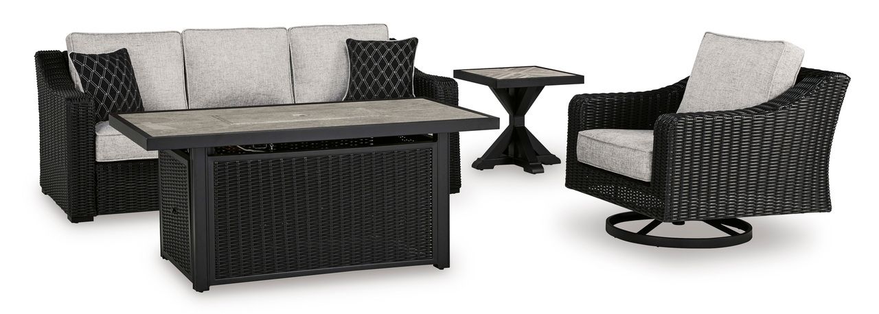 Beachcroft Outdoor Sofa with Cushion In Black/Light Gray P792838