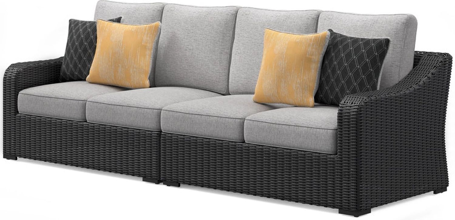 Beachcroft 2-Piece Outdoor Loveseat with Cushion In Black/Light Gray P792854