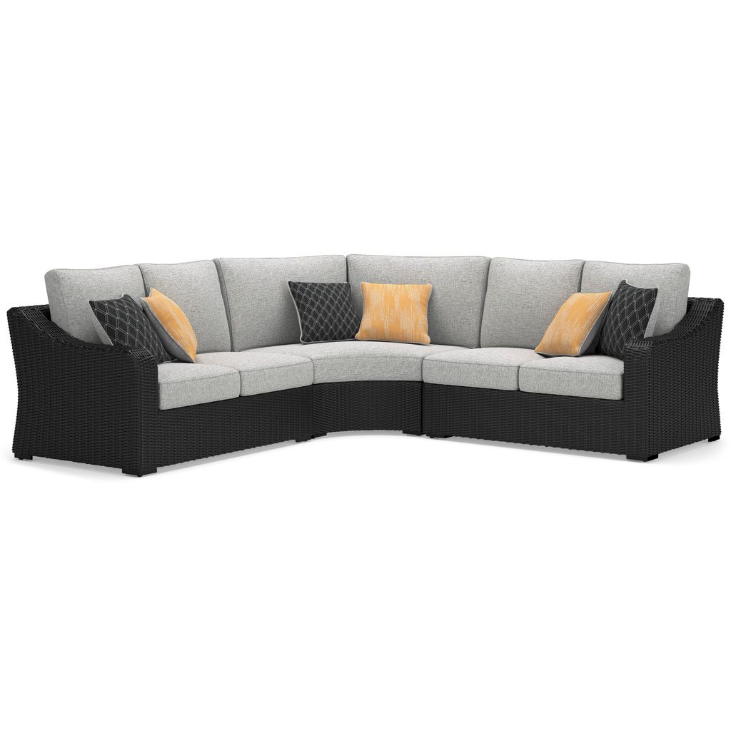 Beachcroft 2-Piece Outdoor Loveseat with Cushion In Black/Light Gray P792854