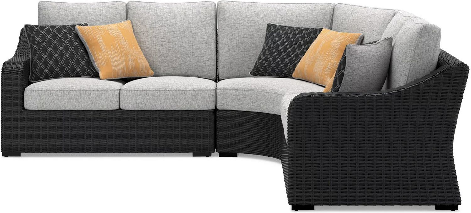 Beachcroft 3-Piece Outdoor Sectional In Black/Light Gray P792P1
