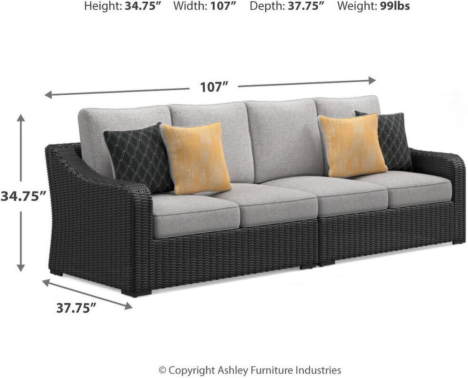 Beachcroft 5-Piece Outdoor Sectional In Black Light Gray P792P6