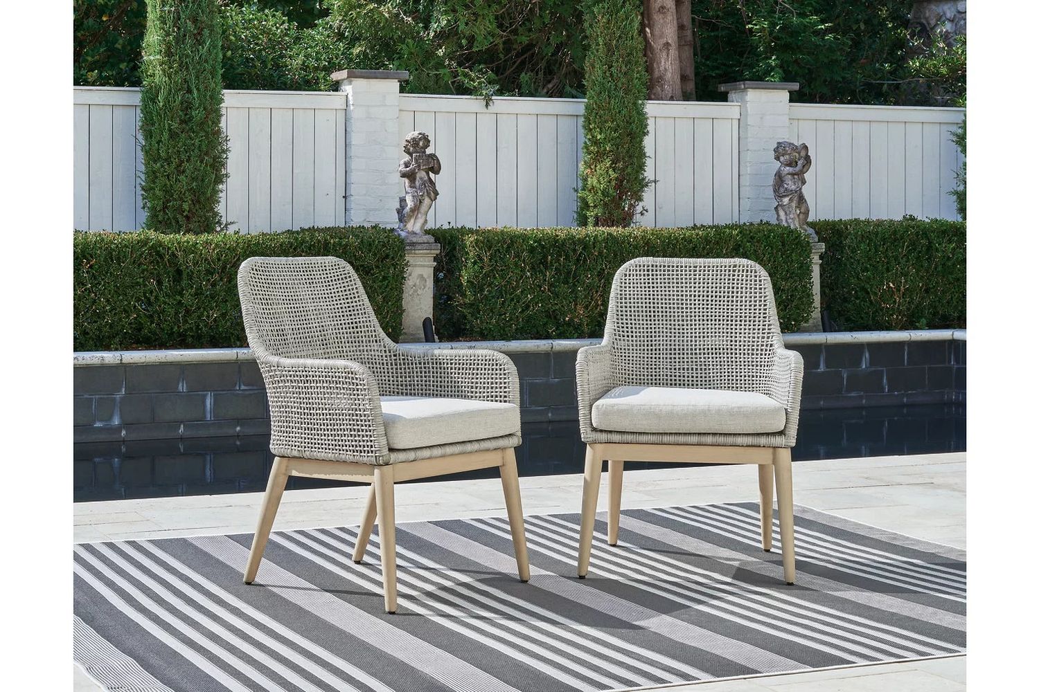 Seton Creek Gray Outdoor Dining Arm Chair Set of 2 P798601A