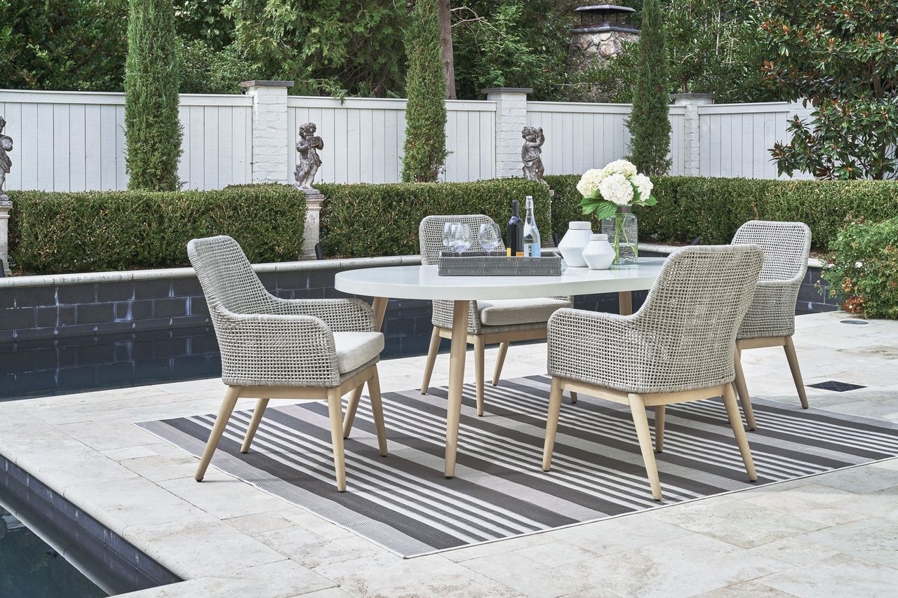 Seton Creek Gray Outdoor Dining Arm Chair Set of 2 P798601A