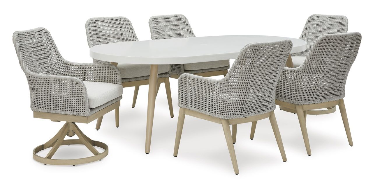 Seton Creek Gray Outdoor Dining Arm Chair Set of 2 P798601A