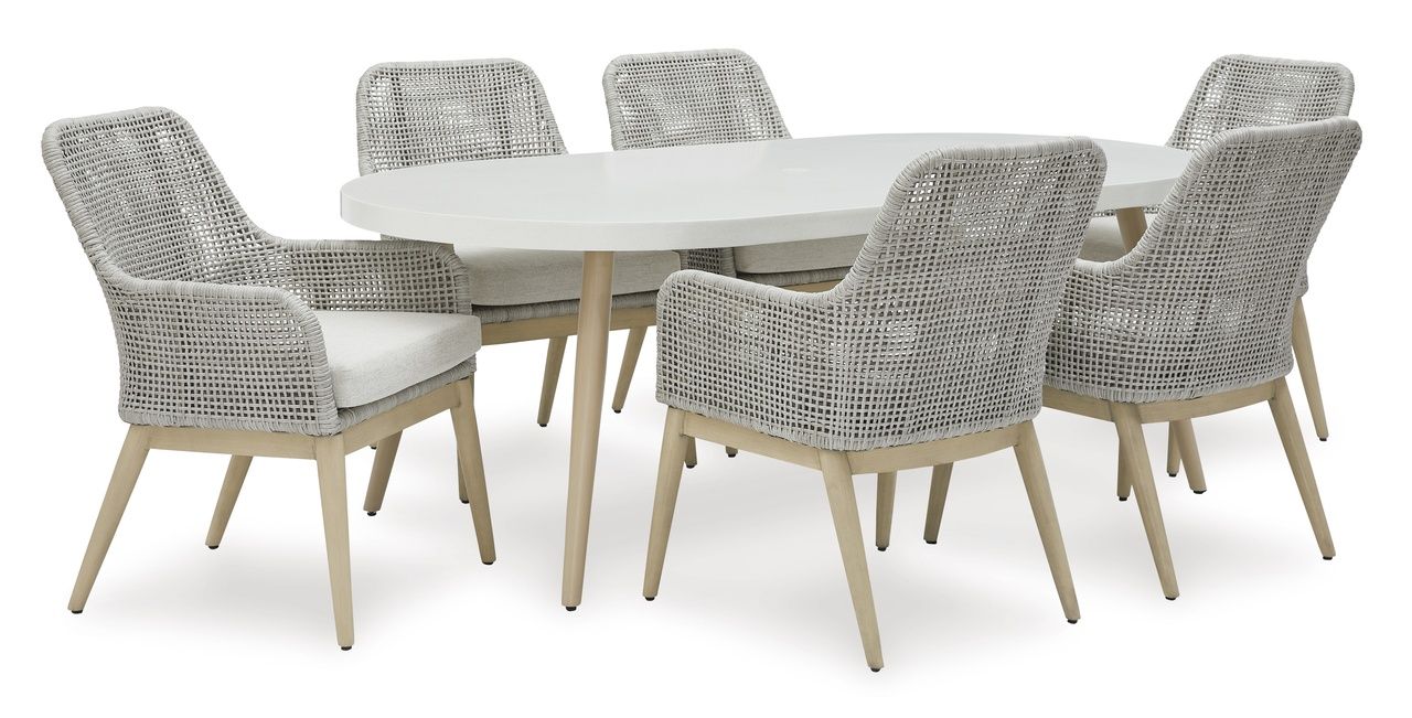 Seton Creek Gray Outdoor Dining Arm Chair Set of 2 P798601A