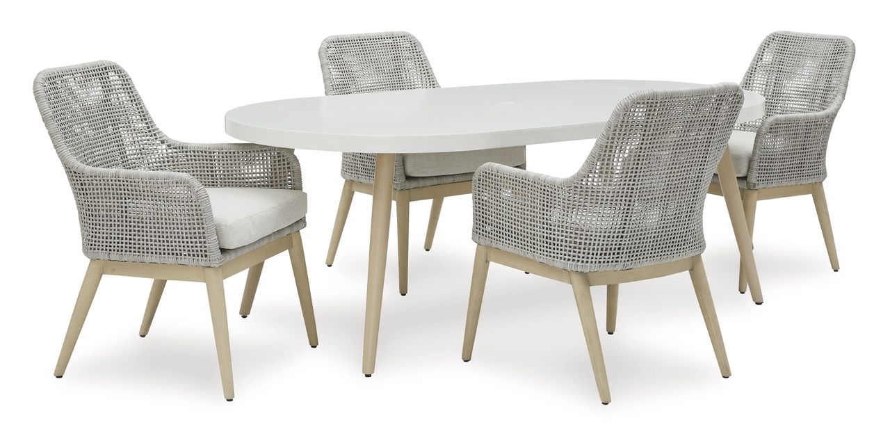 Seton Creek Gray Outdoor Dining Arm Chair Set of 2 P798601A
