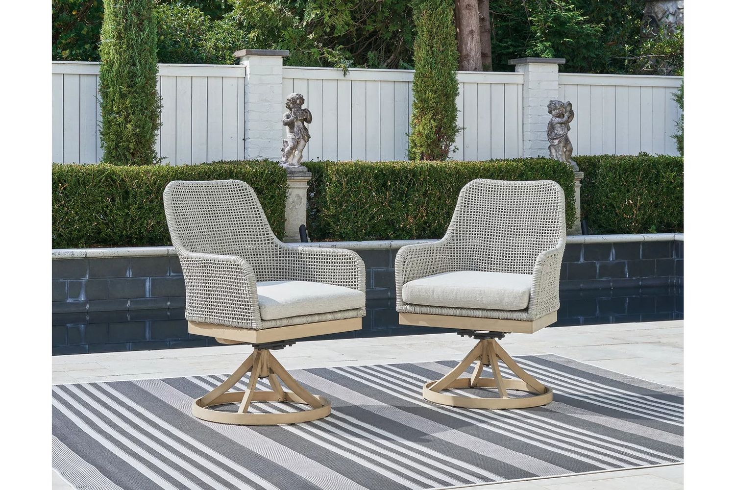 Seton Creek Gray Outdoor Swivel Dining Chair Set of 2 P798602A
