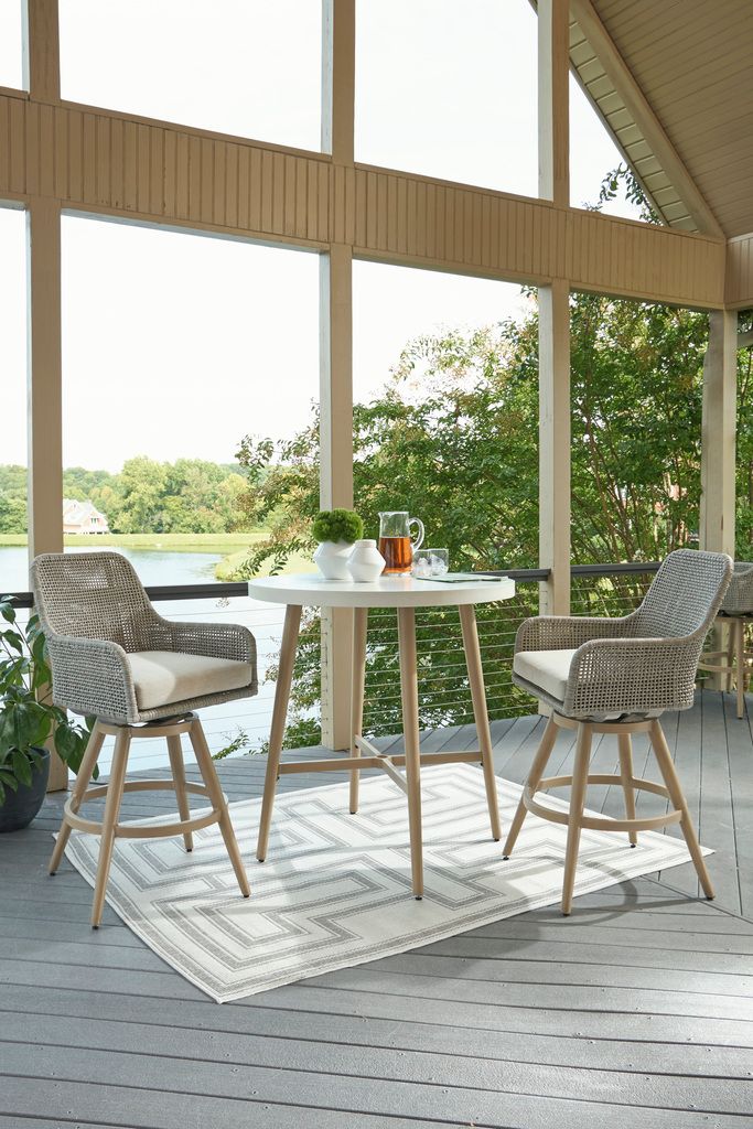 Seton Creek Outdoor Bar Table In Beige P798613