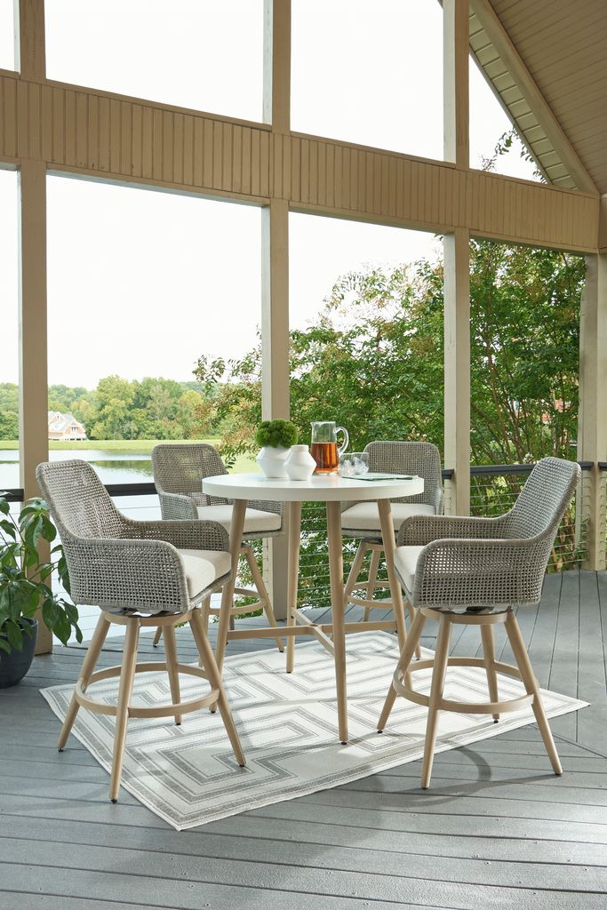 Seton Creek Outdoor Bar Table In Beige P798613