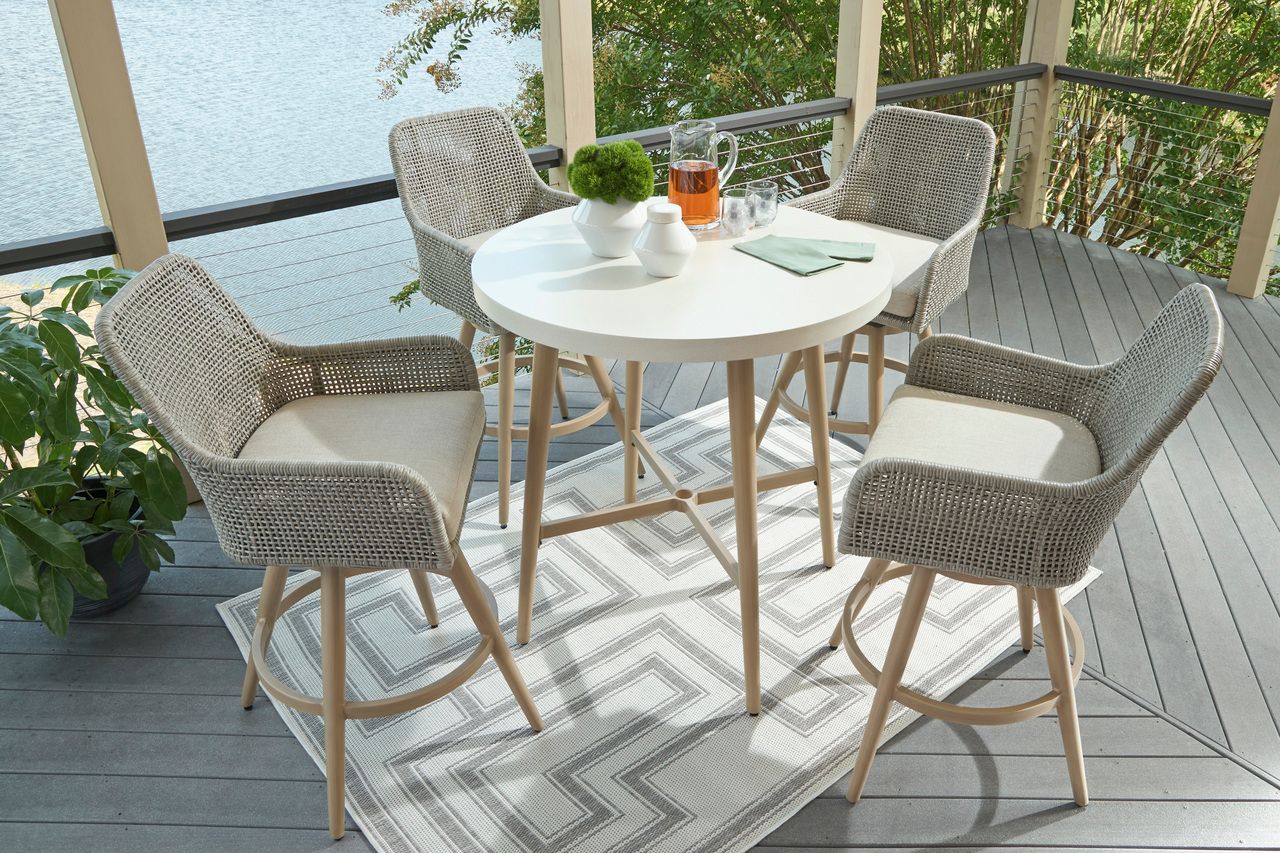 Seton Creek Outdoor Bar Table In Beige P798613
