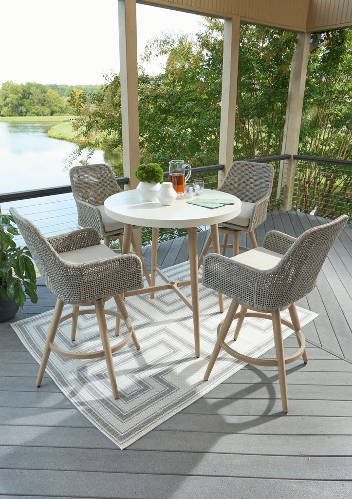 Seton Creek Outdoor Bar Table In Beige P798613