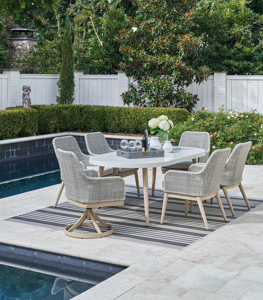 Seton Creek White Outdoor Dining Table P798625