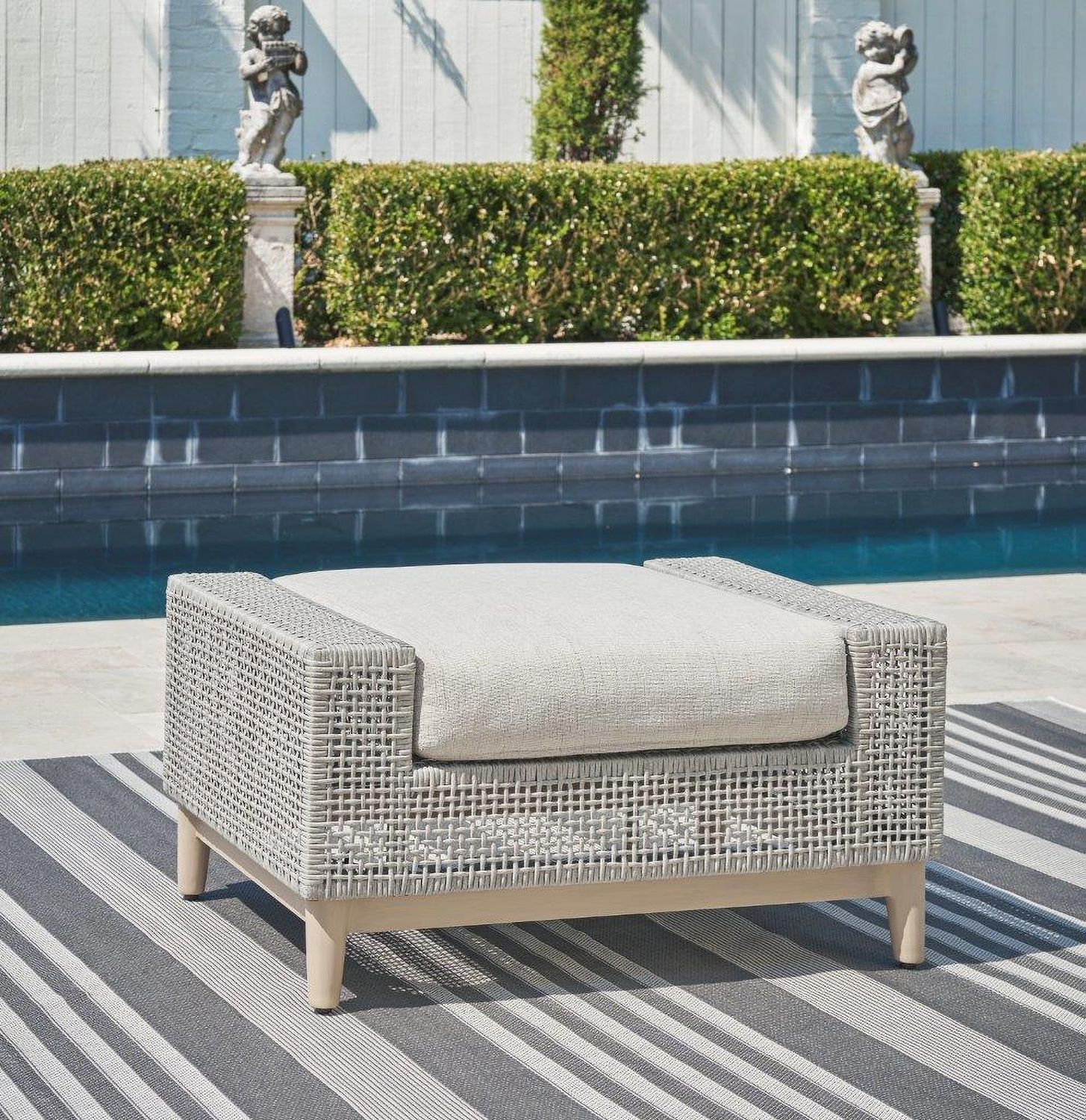 Seton Creek Gray Outdoor Ottoman With Cushion P798814