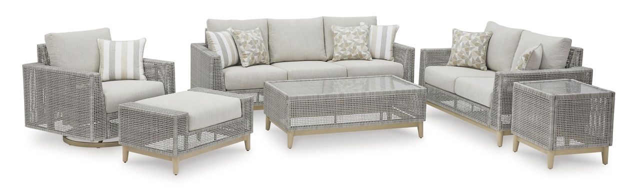 Seton Creek Gray Outdoor Ottoman With Cushion P798814