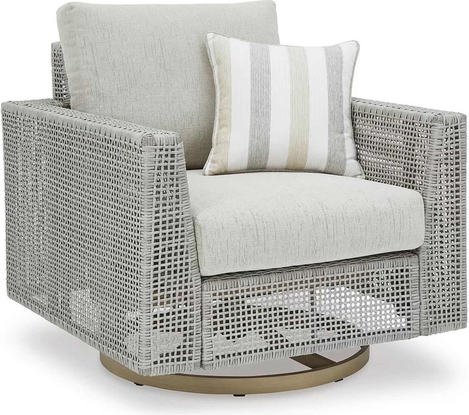 Seton Creek Gray Outdoor Swivel Lounge With Cushion P798821
