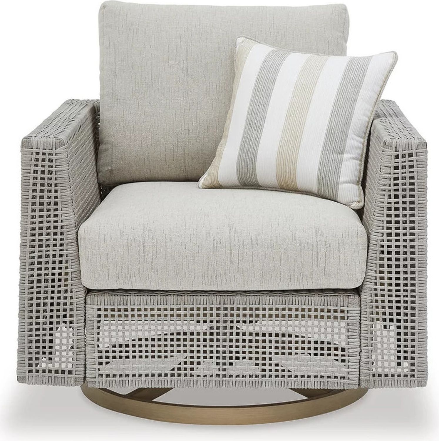 Seton Creek Gray Outdoor Swivel Lounge With Cushion P798821